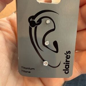 Claire's Clear Cubic Zirconia Titanium Stud Earring Set